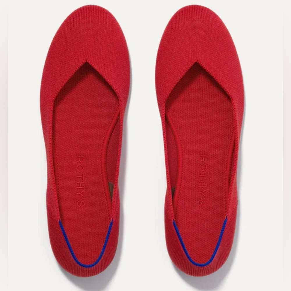 🔥🔥 👠 EUC BRIGHT RED ROTHYS “The Flat” shoes